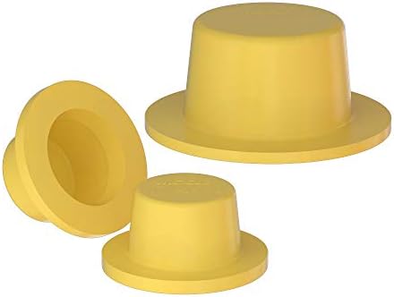 TWF1.85/2.02YW1 כובע תקע אוגן רחב עבה - OD 1.850-2.020 , ID 1.788-1.917, אוגן OD 2.440 - LDPE צהוב