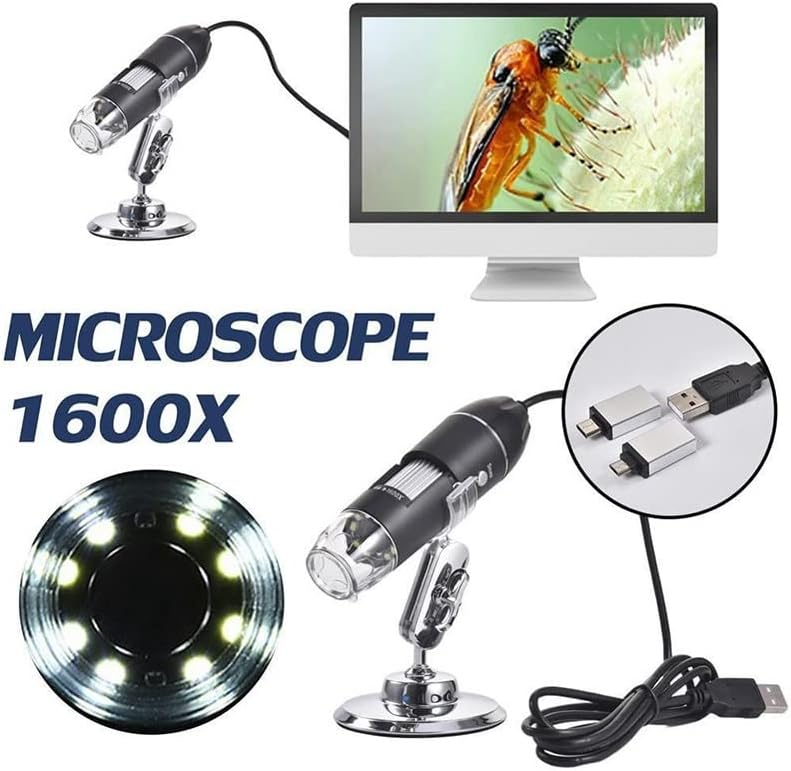 אביזרי מיקרוסקופ 1600 פי 2 מגה פיקסל 1080 פני 8 לד מתכוונן מיקרוסקופ סטריאו אלקטרוני דיגיטלי מתכלה