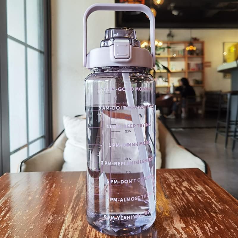 בקבוק מים מוטיבציוני עם סימן זמן לשתייה, קש נשלף, Tritan BPA ללא, מכסה הפוך זרימה מהירה וזרימה דליפה