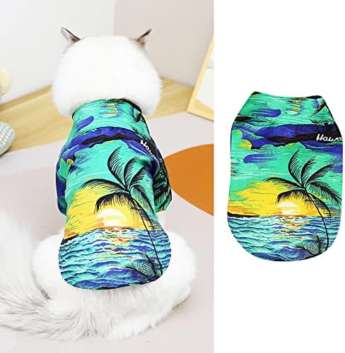 בגדי חיות מחמד לכלבים קטנים חולצות טיול חולצות סגנון פרחוני חולצת חתול הוואי מודפסות חולצות טירטין