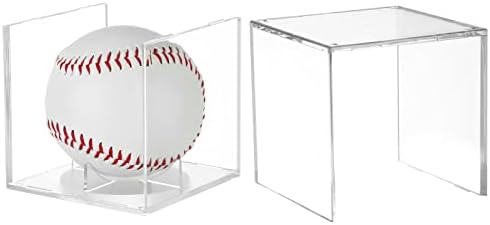 ראנפאו בייסבול מקרה תצוגת מקרה, 2 מארז בייסבול מחזיק אולטרה סגול עמיד, מונע קרני אולטרה סגול משינוי