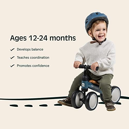 רטרוספקטיבה קריקט תינוק הליכון איזון אופני עם 4 גלגלים לגילאי 12-24 חודשים - פעוט אופניים צעצוע עבור 1 שנה ישן