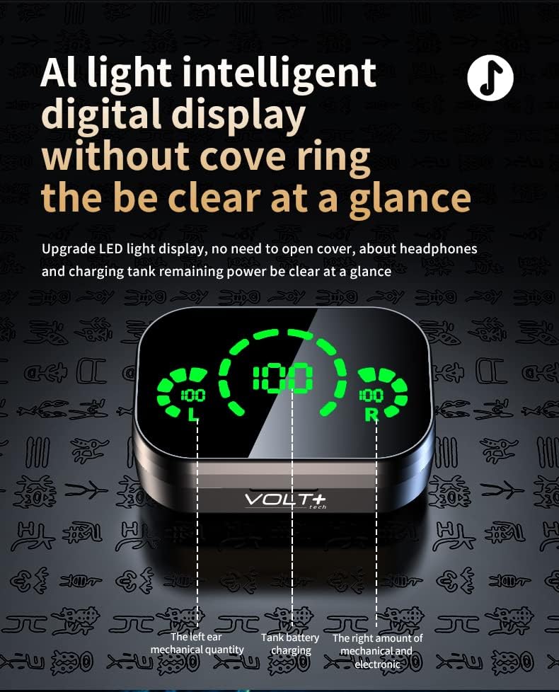 Volt Plus Tech Wireless V5.3 LED Pro אוזניות אוזניות התואמות ל- HTC One Harman Kardon Edition