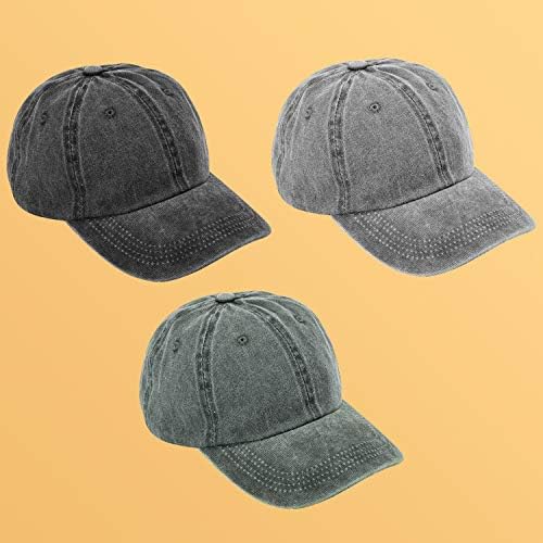 Meinicy 3 חבילה מכסה בייסבול רגיל שטף, רטרו מתכוונן כובעי כובעי מתנה לגברים/נשים, לא מובנים/כותנה