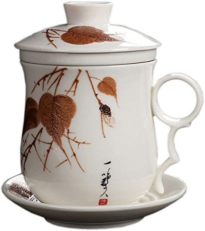 פס נוח משרד נסיעות משוחרר עלה תה מבשלת תה מבשלת-סינית ג'ינגדז'ן כחול-לבן חרסינה כוס תה כוס 5 חלקים עם מכסה