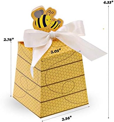 מימיידה 60 חבילה דבורת סוכריות קופסות לטפל קופסות נייר כוורת אריזת מתנה עם סרט עבור דבורה מסיבת קישוט דבורה יום