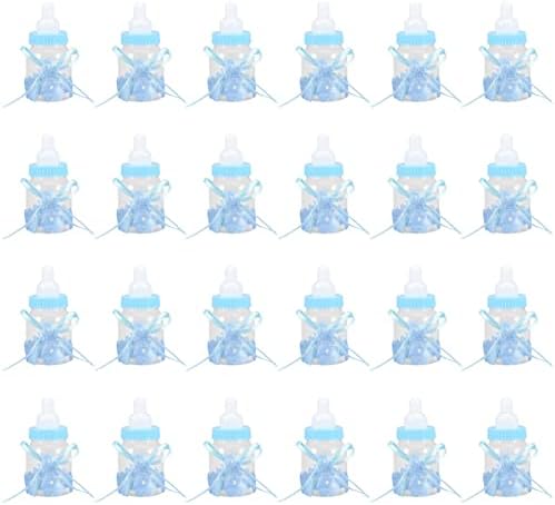 24 יחידות בקבוקי מקלחת לתינוקות, בקבוקי פלסטיק הניתנים למילוי מתנה קופסת ממתקים מתוקה, מיני בקבוקי תינוקות למקלחת