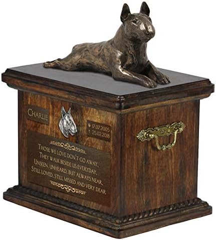 בול טרייר שוכב 2, כד עבור כלב אפר זיכרון עם פסל, לחיות מחמד של שם וציטוט-ארטדוג אישית