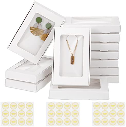30 יחידות קופסאות אריזת תכשיטים קופסאות מתנה 5.4 על 3.4 על 0.7 קופסאות נייר עם חלון שקוף 30 כרטיס תצוגה