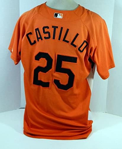 2007-08 Baltimore Orioles Victor Castillo 25 משחק השתמש ב- Orange Jersey BP ST 48 - משחק משומש גופיות