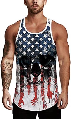 גופיות דגל אמריקאיות מזדמנים של גברים בכל רחבי הדפס ללא שרוולים ללא שרוולים ספורט ספורט כושר גוף גוף