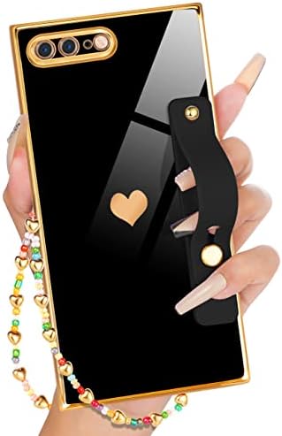 פטיטיאן לאייפון 8 פלוס/7 פלוס מארז מרובע עם מעמד/רצועה Loopy, נשים יוקרתיות בנות לב לב מעצבות
