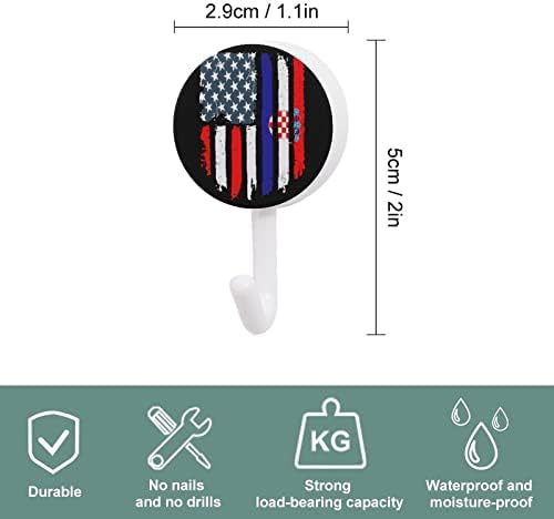 ווים קיר דגל אמריקה קרואטית ווים עגולים פלסטיק ווים דבק עמיד לחדר אמבטיה מטבח 10 חבילה
