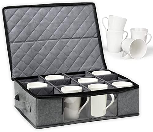 קופסת אחסון ספל Helloecreate עם מיכל אחסון כוס קפה חלון ברור עם מחלקים מחזיקה 12 מארגן ספל סין
