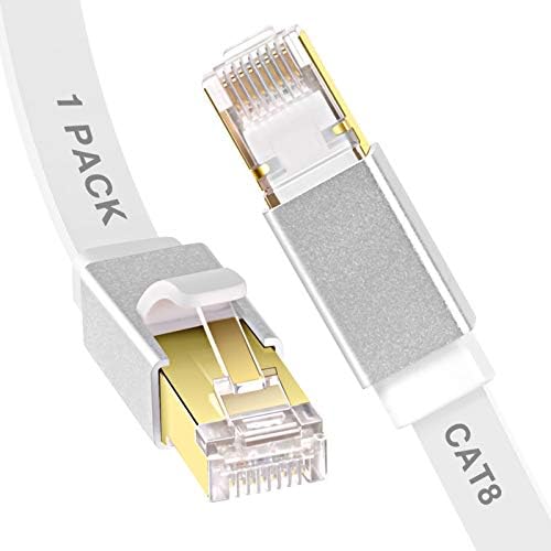 Glanics Ethernet Cable 3ft, Cat 8 כבל אינטרנט רשת, כבל LAN LAN POE עם מחבר RJ45 למודמים, נתבים, מתגים, משחקים,