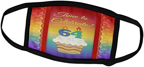 3drose בוורלי טרנר עיצוב הזמנה ליום הולדת - קאפקייק, מספר נרות, זמן, חוגגים הזמנה בת 64 - מסכות פנים