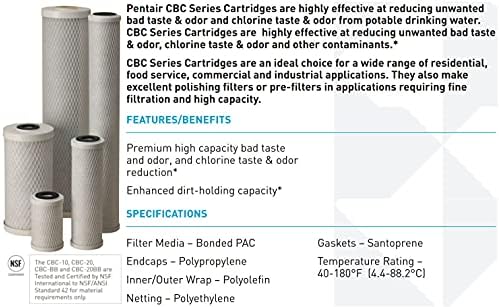 פנטק CBC-5 פילטר מי פחמן, 5 אינץ ', מתחת לכיור מחסנית החלפת בלוק פחמן עם פילטר פחמן מופעל אבקת