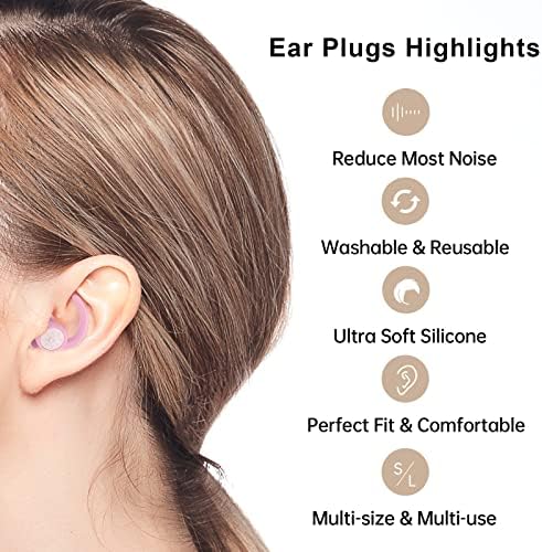 תקעי אוזניים לשינה רכה סיליקון אטם אוזניים הפחתת רעש 2 ​​זוגות שימוש חוזר באוזן אוזניים חסימת NRR 33dB ביטול רעש