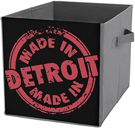 מיוצר בדטרויט קוביות אחסון בדים מתקפלות קופסאות קופסאות אחסון 11 אינץ 'עם ידיות עם ידיות