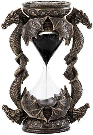 למעלה אוסף דקורטיבי שחור דרקון שעון חול-המיתי חול טיימר ב פרימיום קר יצוק ברונזה-5.75-אינץ אסיפה מימי הביניים