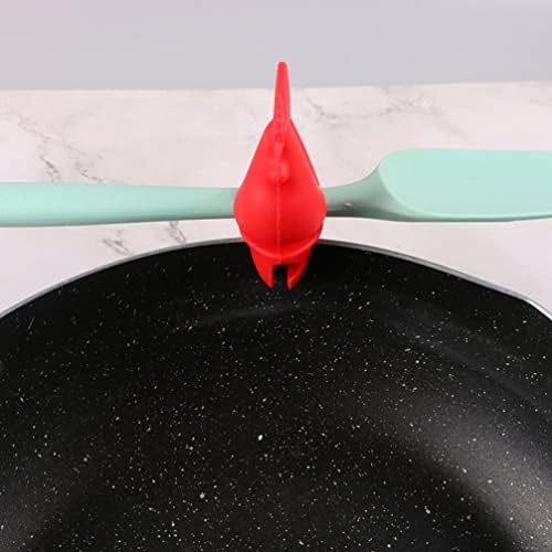 Zerodeko Spoon Spoon Short Lifts: 2 יחידים אדום סיר תרנגול מכסה מכסה מרים סיליקון שפיכה הוכחת