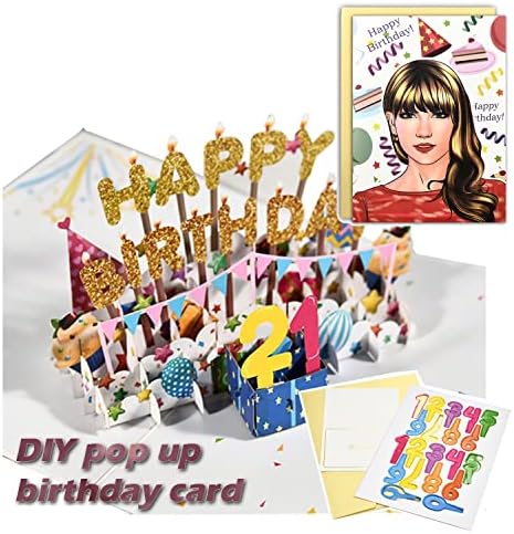 ציור יד טיילור בהשראת יום הולדת שמח בעבודת יד 3 כרטיסי פופ-אפ 3 כרטיסי ברכה גלויות מתנות יום הולדת