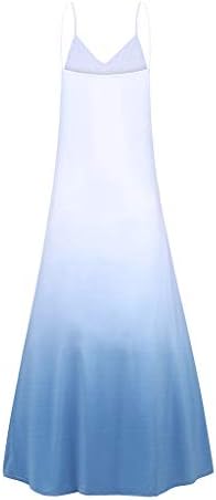 חצאית ארוכה של נשים Xceihe, שיפוע מזדמן לנשים ללא שרוולים ללא שרוולים פלוס ספגטי קיץ שמלת קלע אלגנטית