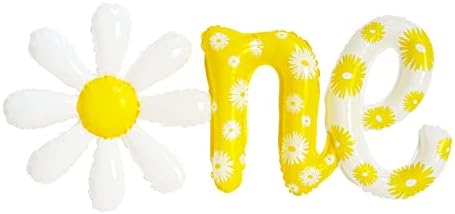 בלון אחד 46 * 20 אינץ 'נייר כסף חיננית מכתב פרח בלון צהוב ולבן קישוטים למסיבת יום הולדת ראשונה בלונים יום