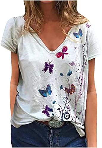 נשים 2023 צמרות קיץ מודפסות פרחים מודפסות שרוול קצר חולצות טוניקה בלוק טוניקה חולצות לבושות מזדמנים