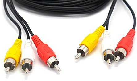 Padarsey RCA 10ft Audio/Video Composite Cable DVD/VCR/SAT צהוב/לבן/אדום מחברים 3 זכר עד 3 זכר