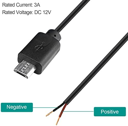 DKARDU MICRO כבל USB נקבה זכר לנקבה 2 x קצוות כבלים פתוחים, מחבר USB 2.0 ל- 2 תיל אספקת חשמל תיל הכבל