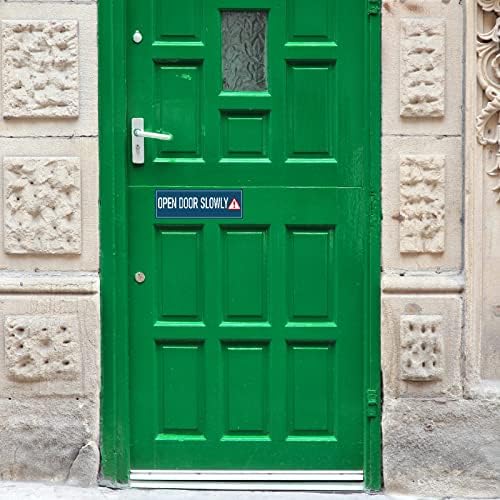 דלת פתוחה חותמת לאט לאט 9 x3 כחול - דלת עצמית מדבקות קיר למשרדים עסקים בבית
