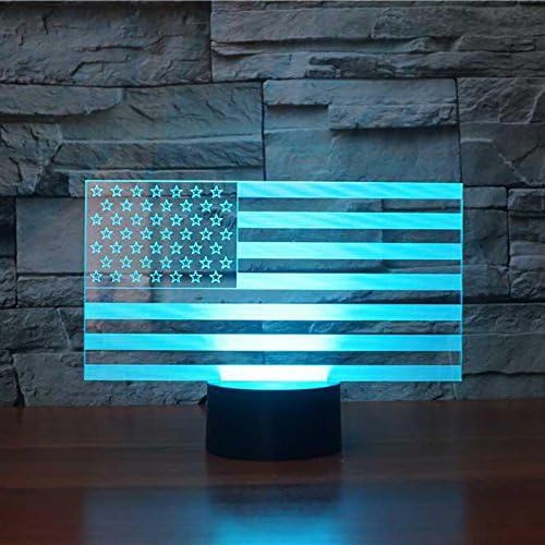 מולי הייסון 3 ד אמריקאי דגל פסים לילה אור מגע מתג דקור שולחן שולחן אופטי אשליה מנורות 7 צבע שינוי אורות