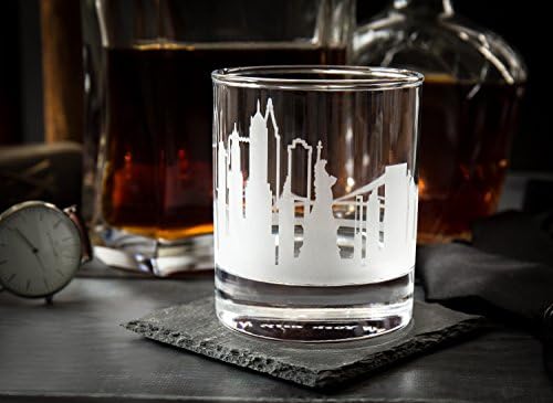 כוסות ויסקי של מוצרי גרינליין-כוס 10 אונקיות לאוהבי ניו יורק-חרוט בקו הרקיע של ניו יורק-זכוכית