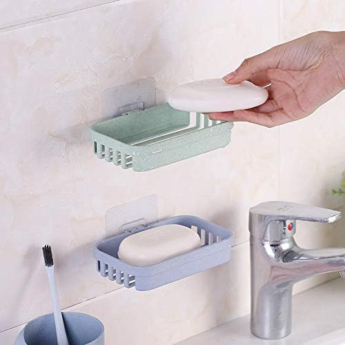 צלחת סבון גוקופ, מחזיק בר סבון למקלחת עם מגש מתנקז, מחזיק סבון בר רכוב על קיר למטבח אמבטיה- דבק חזק ללא