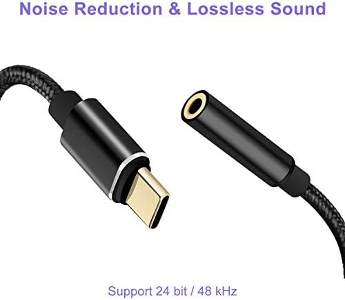 USB C עד 3.5 ממ מתאם מתאם אוזניות מתאם אוזניות, USB C ל- AUX מסוג C עד 3.5 ממ DAC אוזניות מתאם מתאם תואם