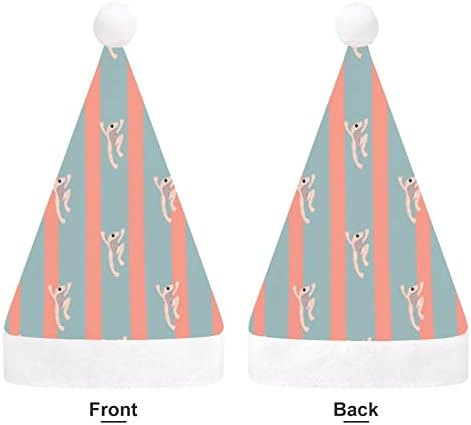 חמוד צפרדע כחול וורוד פסים מצחיק חג המולד כובע סנטה קלאוס כובעי קצר קטיפה עם לבן חפתים עבור חג המולד מסיבת חג
