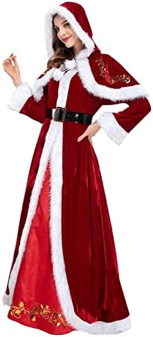 נשים של סלעית קרדיגן שמלות סנטה חליפת אופנה מוצק צבע זהב קטיפה קטיפה לקצץ מסיבת חג המולד צעיף שמלה