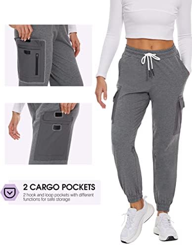 מכנסי טרנינג של מטען לנשים עם כיסים כותנה רכה מותניים רך מכנסי זיעה מכנסיים רופפים התאמה פעילה