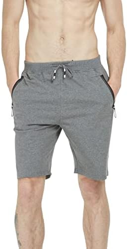 מכנסיים קצרים של מכנסיים קצרים של מכנסי אימון מזדמנים עם מכנסיים קצרים עם מותניים אלסטיים וכיסי רוכסן