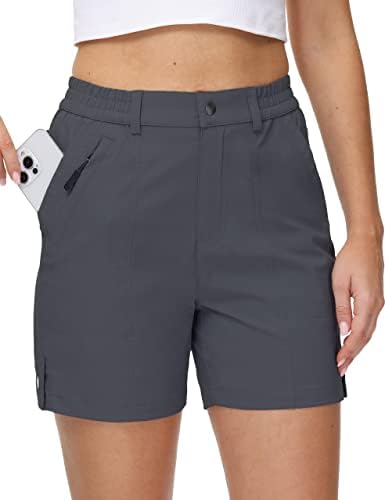 מכנסי טיול גולף לנשים Hartpor מכנסיים קצרים מהיר יבש יבש 5 אינץ 'מכנסי קיץ מזדמנים עם כיסים עמידים