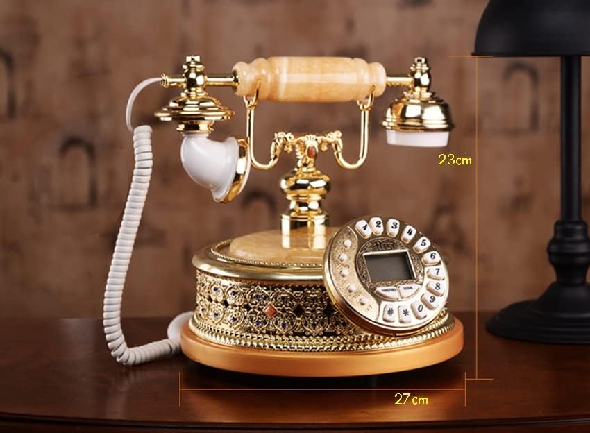Mxiaoxia טלפון קווי עתיק טלפון ביתי עם אבני חן, מזהה מתקשר DTMF/FSK, 16 רינגטונים, בהירות LCD