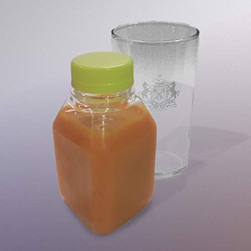 חבילה של 6 בקבוקי מיץ פלסטיק ריקים לחיות מחמד - 8 אונקיות מיכלים שקופים לשימוש חוזר עם מכסה ברור