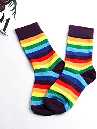 גרביים קשת פסים נשים גרביים טלאים נושמים גרבי גברים צבעוניים צבעים מזדמנים וקשת גרבי נשים פעילות