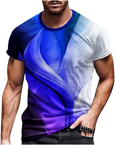 חולצת T לגברים תלת מימד חולצה מודפסת עיצוב מצחיק טייז טריקו צבעוני אופנה קיץ ספורט ספורט טופ טי