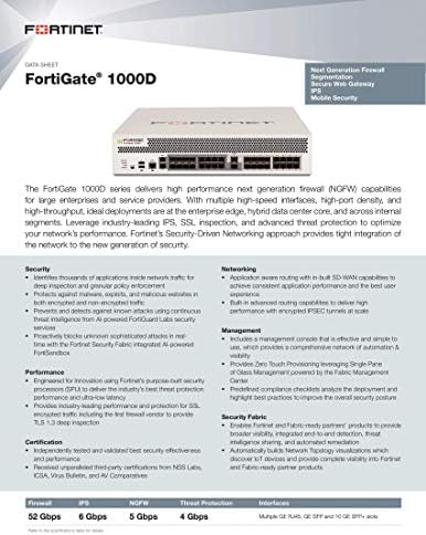 מכשיר Fortinet Fortigate 1000D אבטחת רשת/חומת אש מכשיר