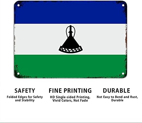 שלט מתכת של Lesotho שלט מתכת שלט מתכת שלט מתכת כפרי תפאורה פטריוטית כפרית דגל לאומי אמנות קיר וינטג
