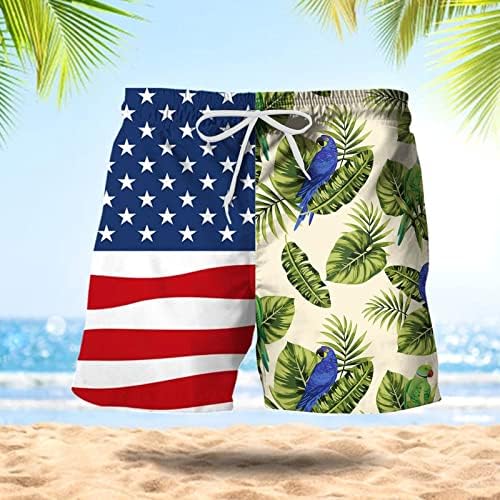 ADSSDQ 4 ביולי מכנסי שחייה קצרים לגברים, אופנת קיץ מכנסיים קצרים בהוואי חוף עצמאות יום עצמאות מכנסי לוח קשורים