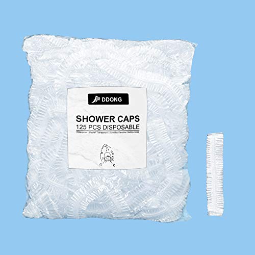 125 יחידות כובעי מקלחת חד פעמיים - כובע מקלחת מפלסטיק חד פעמי, כובעי פלסטיק ברורים למים לנשים