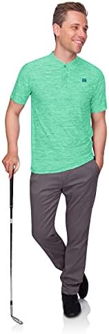 שלושה שישים ושש חולצות גולף ללא צווארון לגברים-חולצת טריקו מהירה של שרוול קצר יבש עם בד מתיחה 4-כיווני & UPF